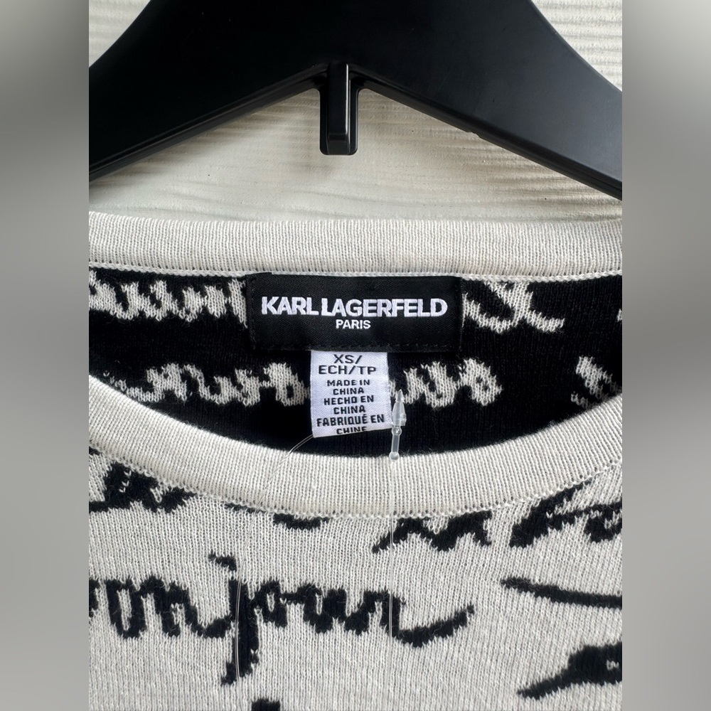 Karl Lagerfeld Black Script on White Women's sweater - Picture 3 of 8